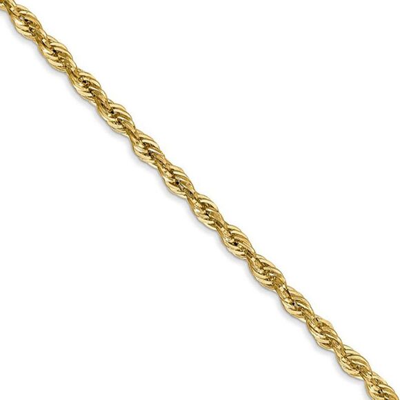 2.8mm 14k Yellow Gold Hollow Rope Chain Necklace 18 Inch